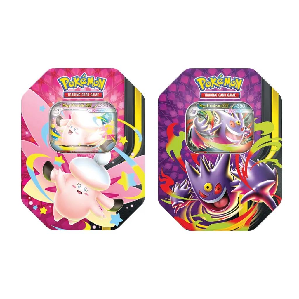 JCC Pokémon : Boîte Méga Clair de Lune - Tin box - 2026/6 (visuel aléatoire) Méga-Ectoplasma-ex ou Méga-Mélodelfe-ex